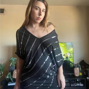 Young Fabulous & Broke Black Dress with Metallic Accents